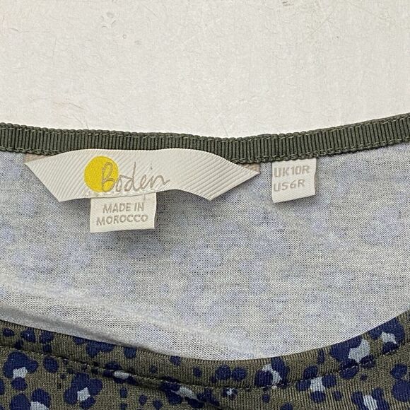 Boden Amelie Jersey Stretch Knit Dress Green Leopard Print Women's Sz 6R Pockets - Picture 3 of 16